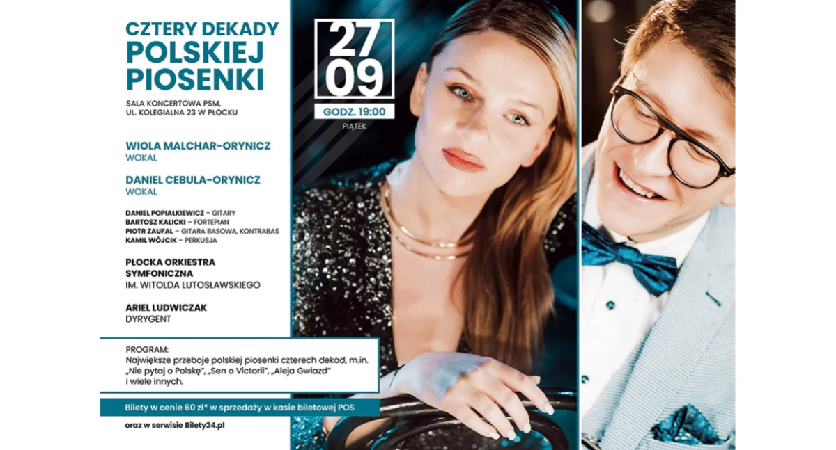 Płocka Orkiestra Symfoniczna w Płocku zaprasza na koncert. 40 lat historii polskiej piosenki