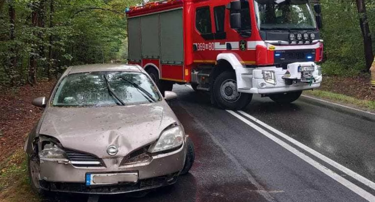 Wypadek w Parzeniu koło Płocka. 69-letni kierowca nissana w szpitalu