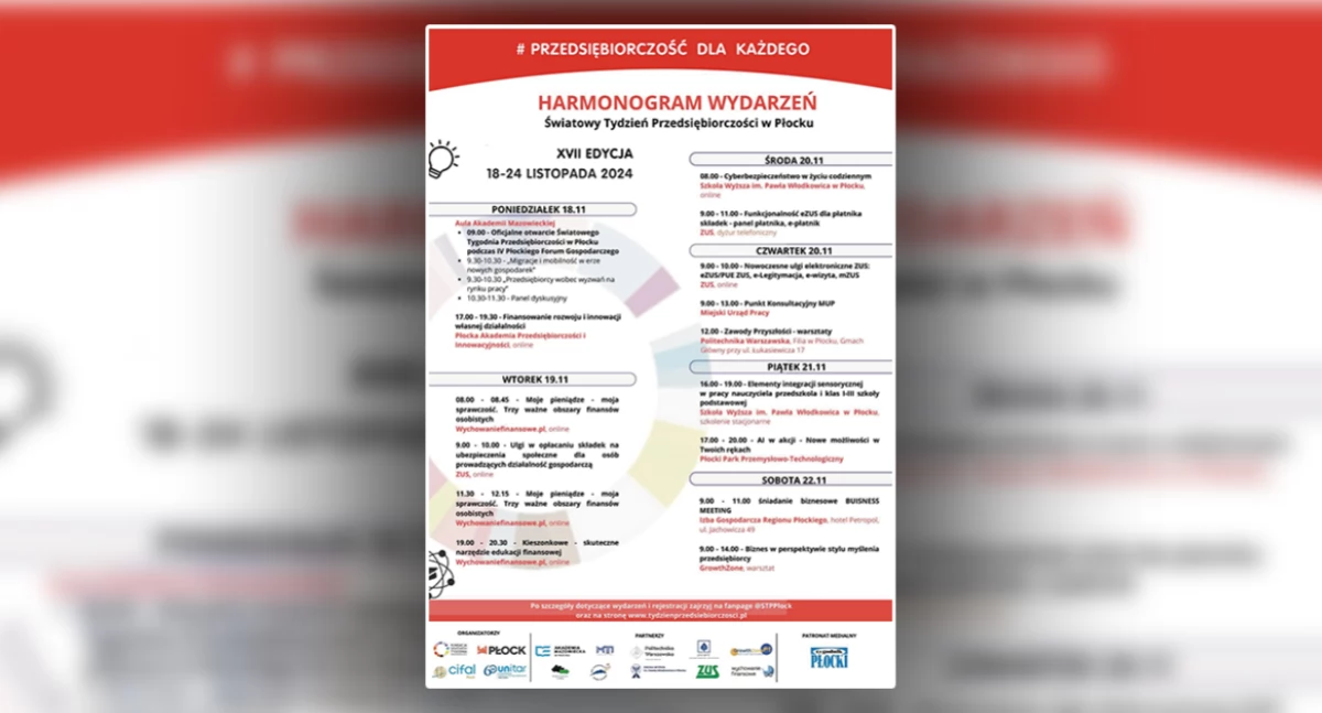 Światowy Tydzień Przedsiębiorczości po raz siedemnasty. „Przedsiębiorczość dla każdego” 