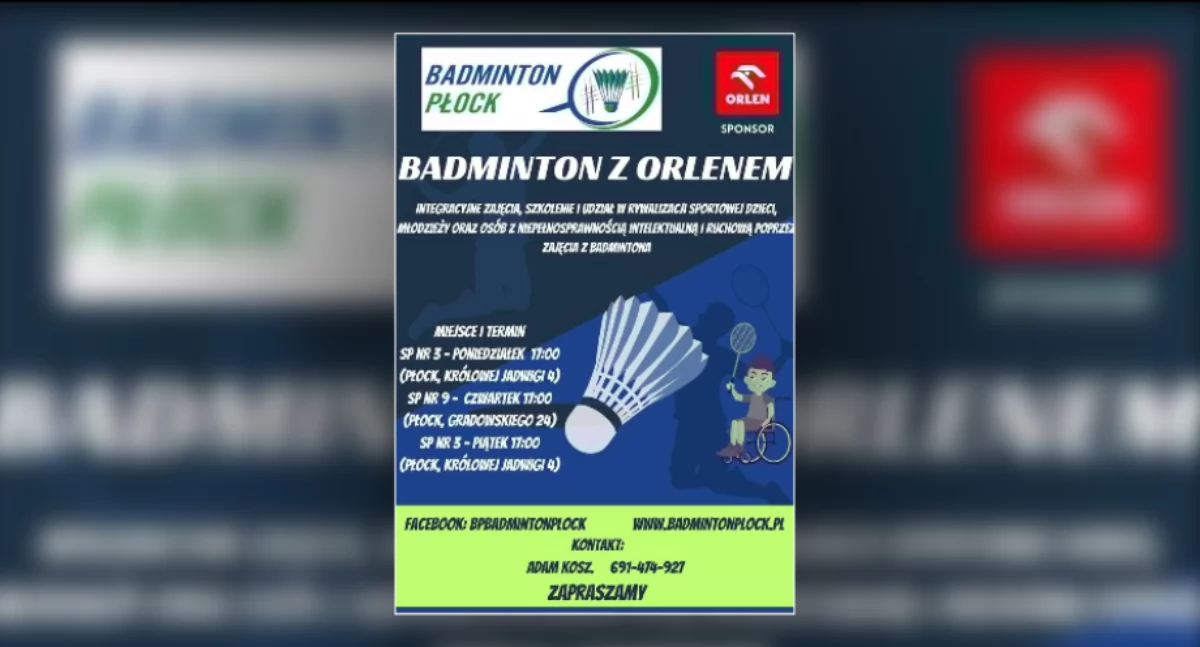 Badminton z ORLENEM. Zajęcia dla dzieci, młodzieży, niepełnosprawnych