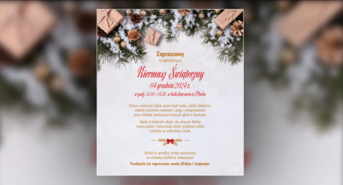 PERN zaprasza na świąteczny kiermasz w Płocku