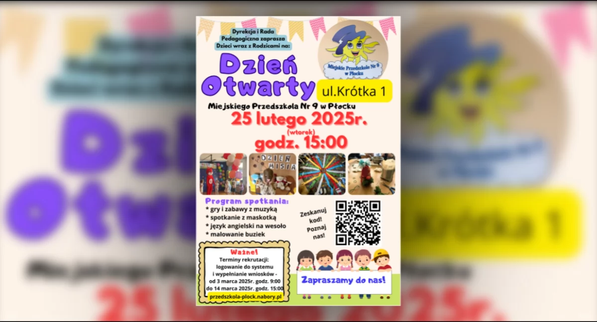 Miejskie Przedszkole nr 9 w Płocku zaprasza na Dzień Otwarty