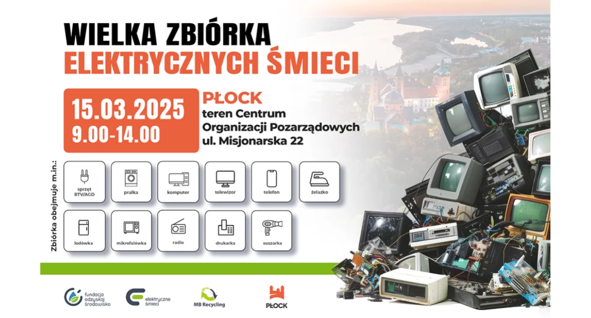 Wielka zbiórka odpadów elektrycznych w Płocku. Już w najbliższą sobotę