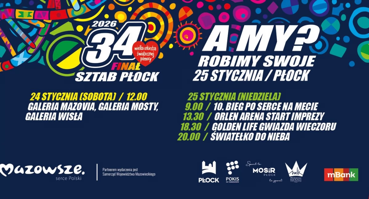 Tak Wielka Orkiestra Świątecznej Pomocy będzie grała w Płocku. Podajemy co, gdzie, kiedy!