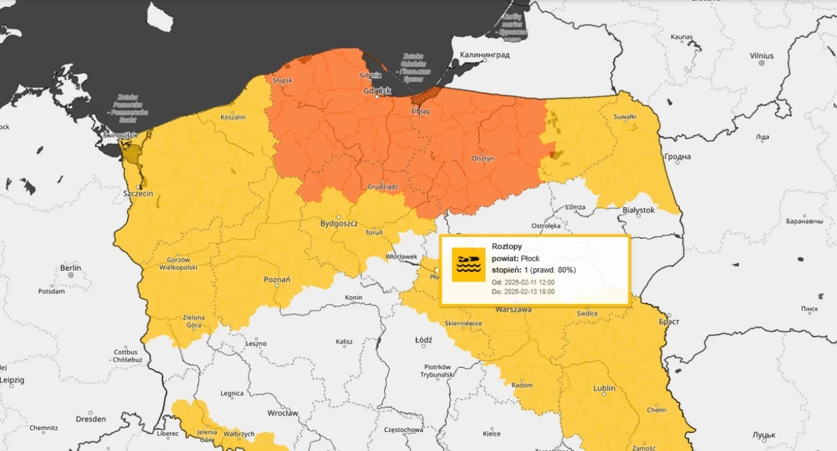 Nadeszła odwilż. Synoptycy ostrzegają Płocczan przed roztopami
