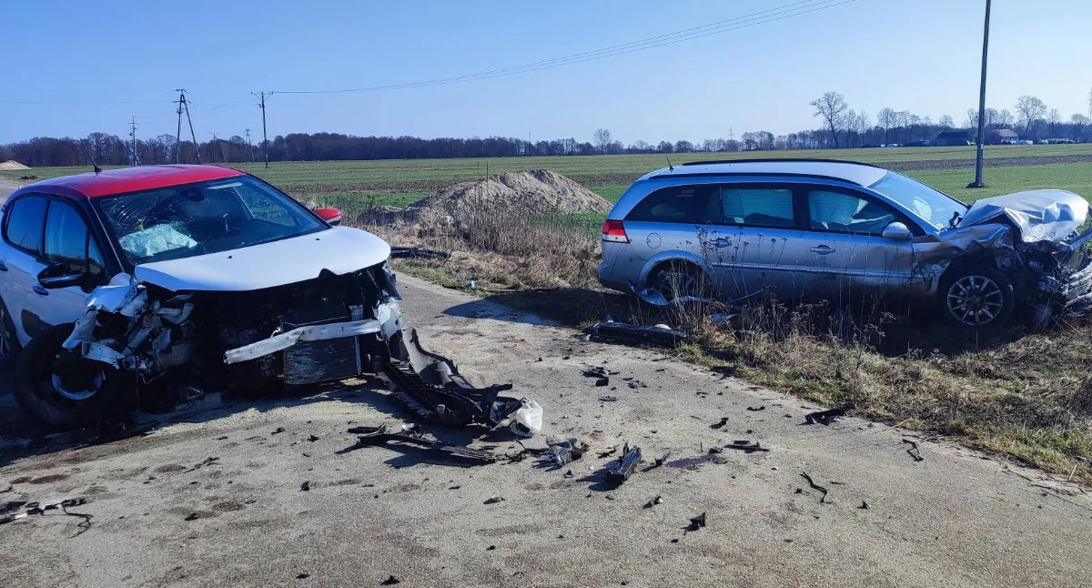 Czołówka w Smolinie. 2 osoby trafiły do szpitala 