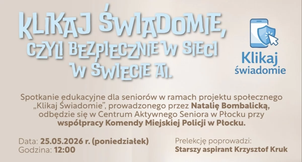 Cyberbezpieczeństwo a świadomość seniorów. Centrum Aktywnego Seniora zaprasza na spotkanie w Płocku