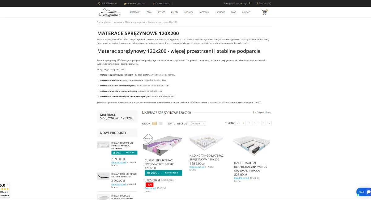 Materace sprężynowe 120x200 - kompromis między wygodą a oszczędnością miejsca