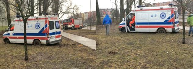 Karetka utknęła w błocie