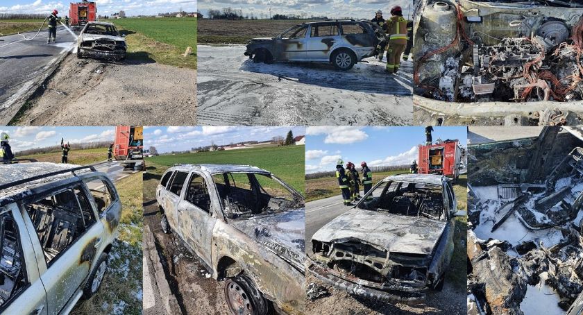 Ogień na drodze w Ciółkowie. To już drugi samochód...
