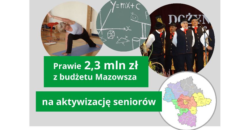 Prawie 2,3 mln zł z budżetu Mazowsza na aktywizację seniorów