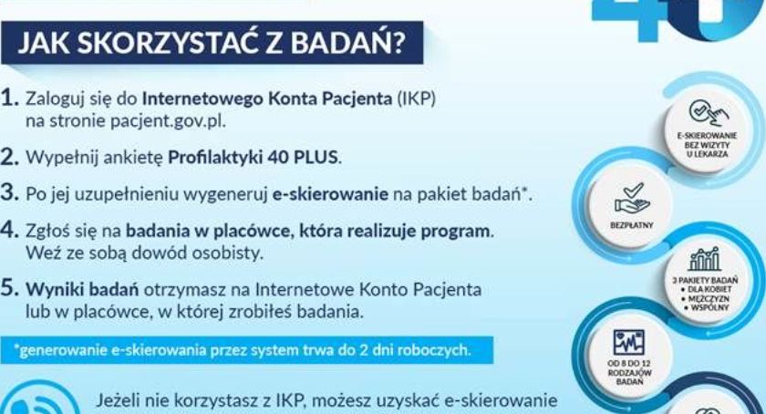 Osoby po 40 roku życia mogą skorzystać z darmowych badań