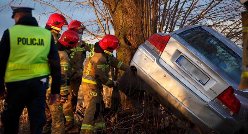 Volvo w przydrożnym rowie. Kobieta nie chciała potrącić psa