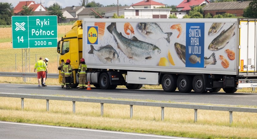 W ciężarówce pękła opona. Chwilowe utrudnienia na trasie S17