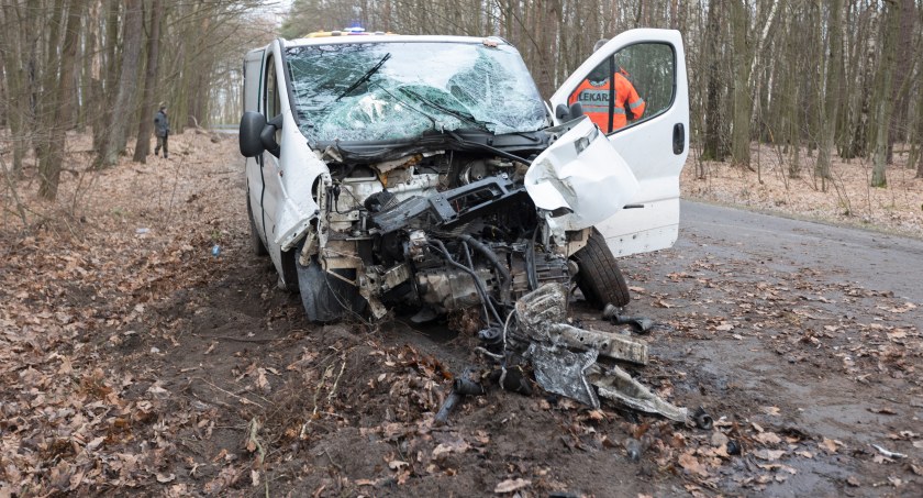 Wola Zadybska - Opel wypadł z drogi i roztrzaskał się na drzewie