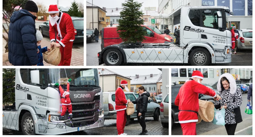 Świąteczna ciężarówka na ulicach. Mikołaj rozdał 200 kg cukierków!