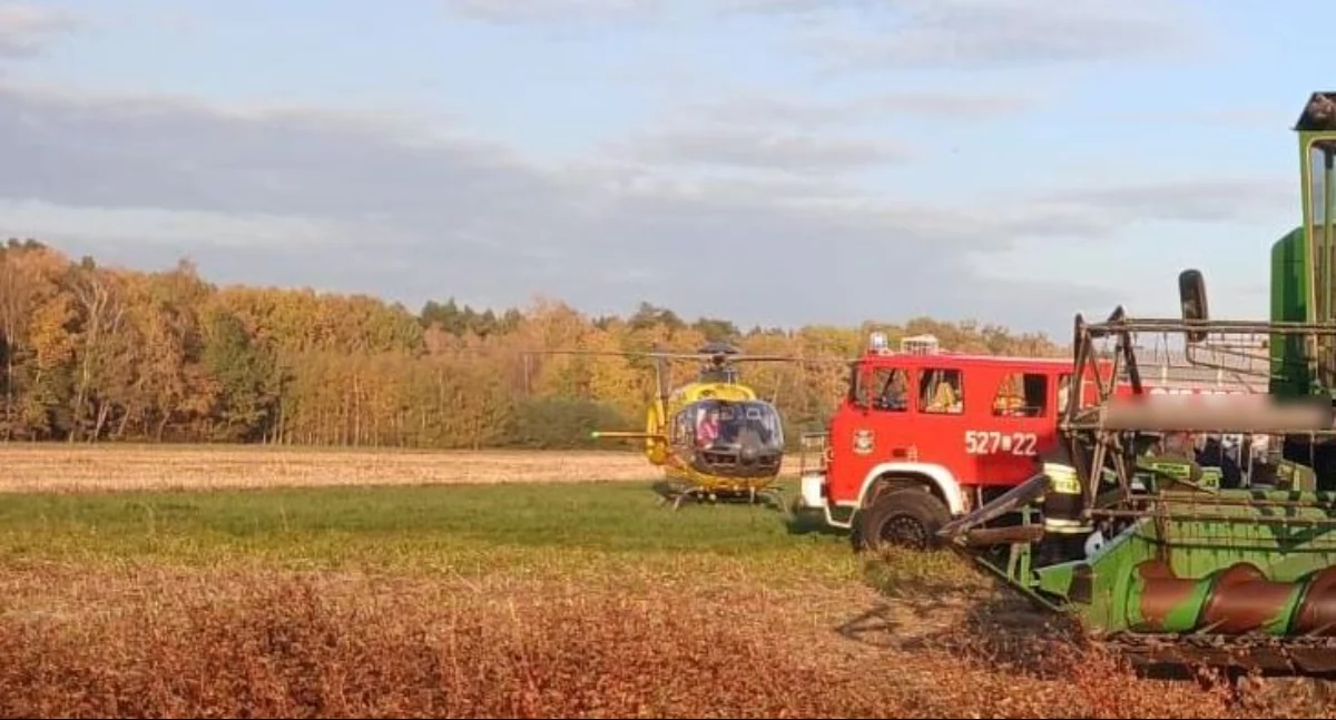 Dramatyczny wypadek na polu w gminie Kłoczew! 32-latek wciągnięty przez kombajn