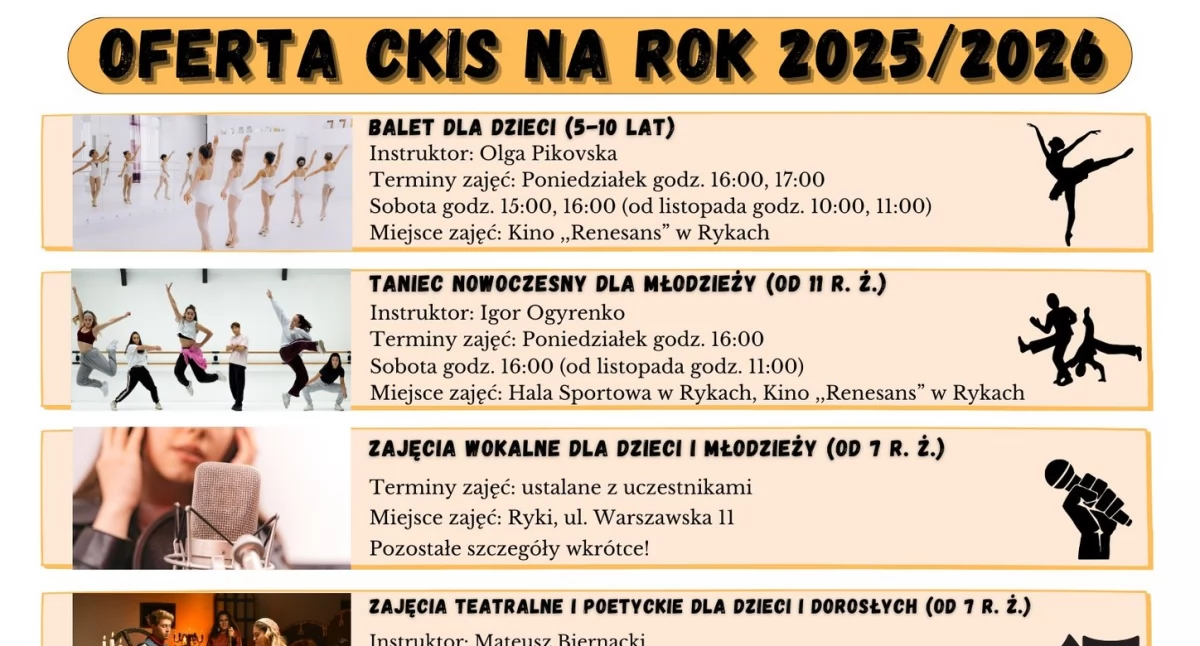 Ryki: ruszają zapisy na zajęcia artystyczne, sportowe i rekreacyjne w Centrum Kultury i Sportu