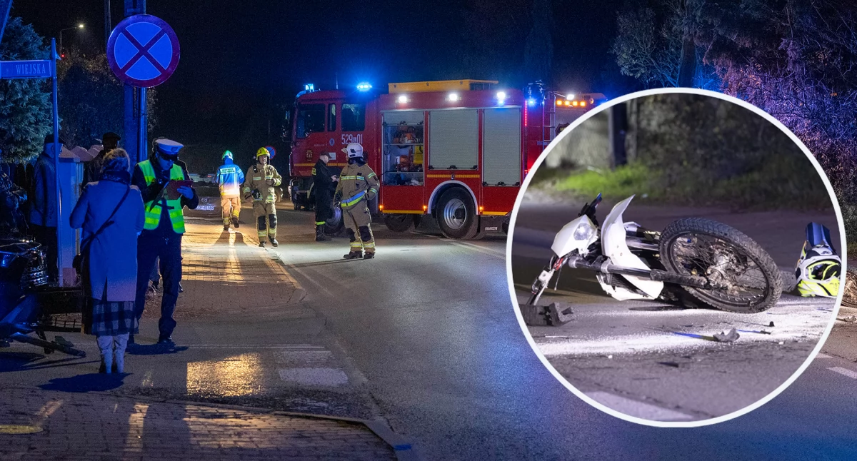 Zderzenie motoroweru z samochodem. Nastolatek trafił do szpitala śmigłowcem LPR