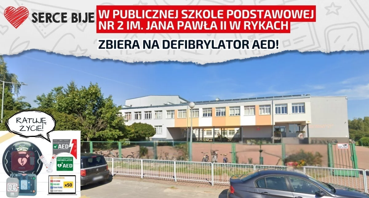Defibrylator w szkole w Rykach: anonimowy darczyńca wpłacił ponad 8 tysięcy!