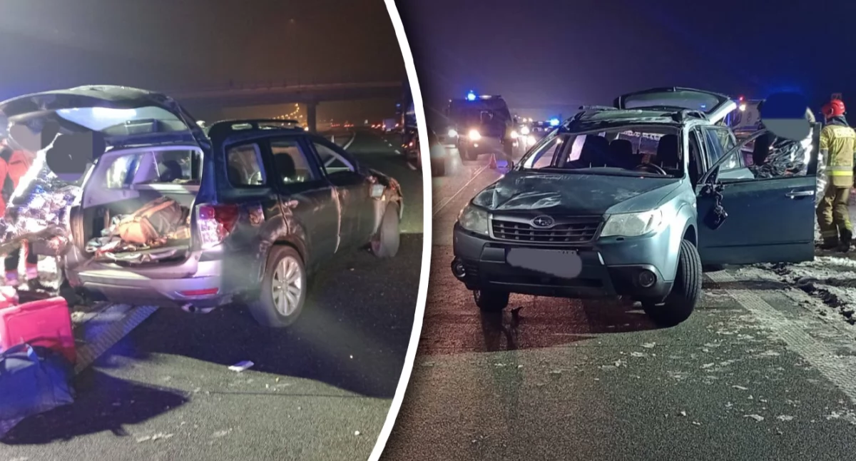 Zderzenie Subaru z busem na S17