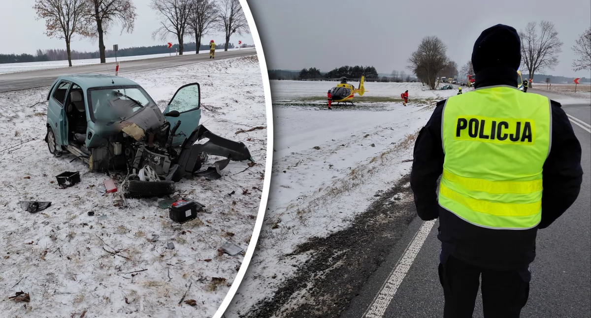 Wypadek na DK48. 62-latek trafił do szpitala
