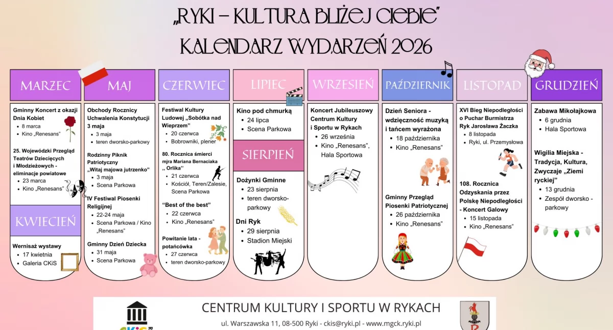 Nie przegap! 2026 w Rykach pełen muzyki, teatru i tradycji
