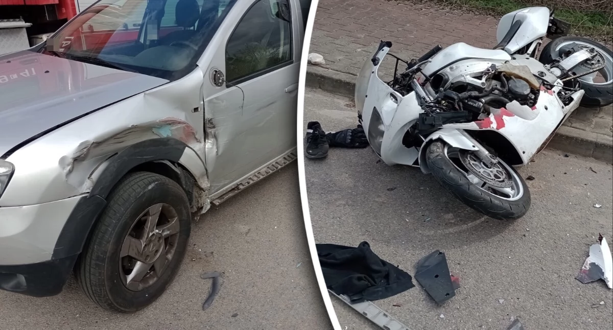 21-latek trafił do szpitala. Zderzenie samochodu i motocykla w Zosinie