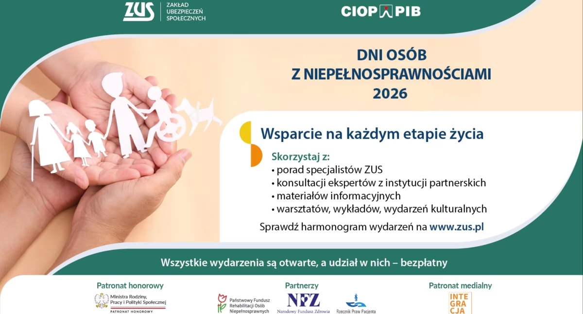 ZUS zaprasza na Dni Osób z Niepełnosprawnościami w regionie