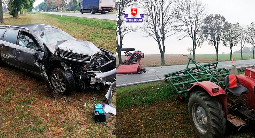 Po zderzeniu traktor rozpadł się na dwie części