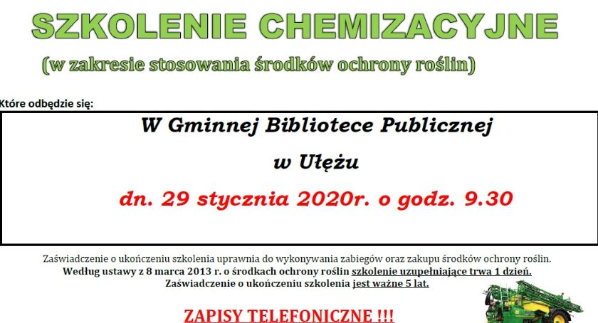 Obowiązkowe szkolenie chemizacyjne
