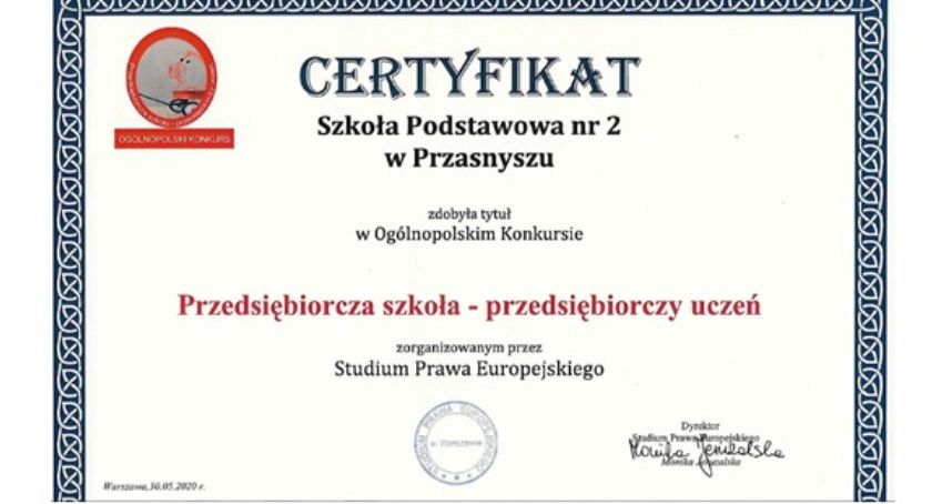 Przedsiębiorcza szkoła – przedsiębiorczy uczeń to przasnyska Dwójka