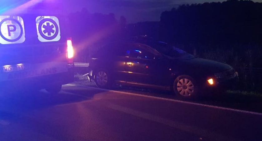Zderzenie Audi z łosiem. Jedna osoba trafiła do szpitala.
