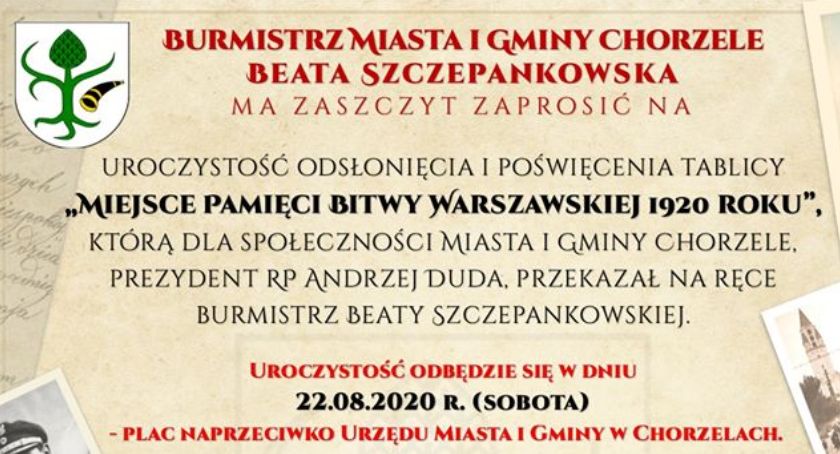 Uroczystość odsłonięcia i poświęcenia tablicy upamiętniającej miejsce bitwy warszawskiej