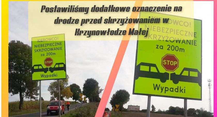 Niebezpieczne skrzyżowanie w Krzynowłodze Małej zyskało dodatkowe oznaczenie