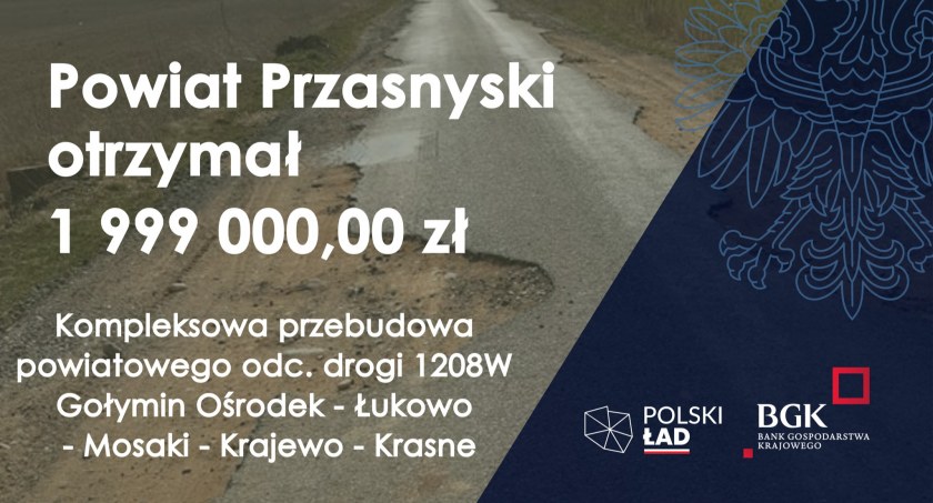 Blisko 2 mln zł dla Powiatu Przasnyskiego na modernizację drogi na terenach popegeerowskich!