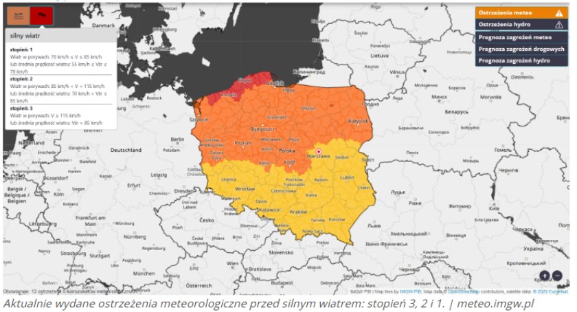 IMGW wydało ostrzeżenia meteorologiczne. Zapowiadają trudne warunki pogodowe