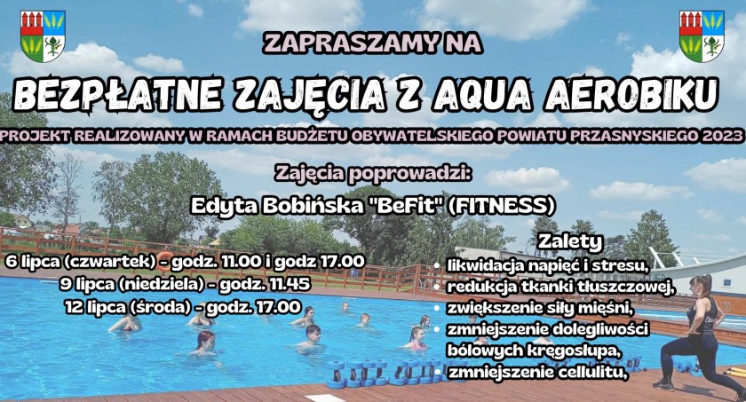 Bezpłatne zajęcia z aqua aerobiku na basenach odkrytych w Przasnyszu