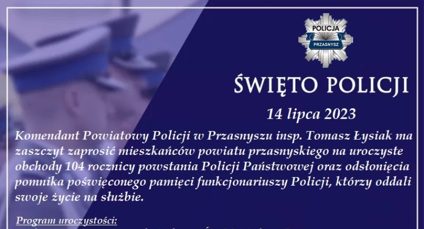 Święto Policji - zaproszenie na uroczyste obchody