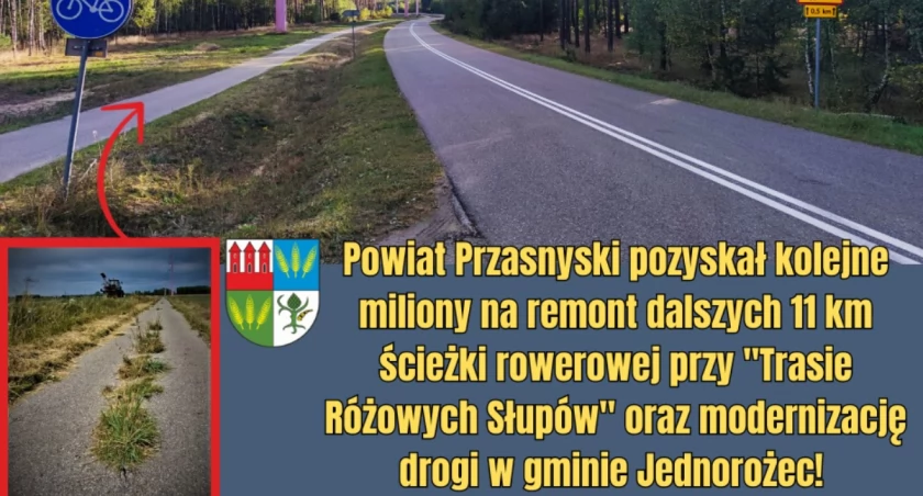 Powiat Przasnyski pozyskał kolejne miliony na remont dalszych 11 km ścieżki rowerowej przy 