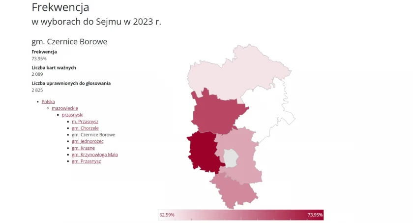 Gmina Czernice Borowe z najwyższą frekwencją w wyborach