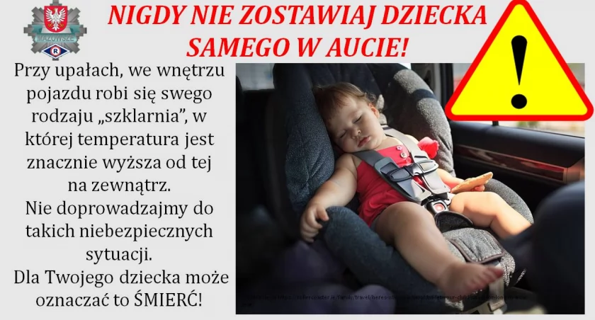 Nigdy nie zostawiaj samego dziecka i zwierząt zamkniętych w samochodzie