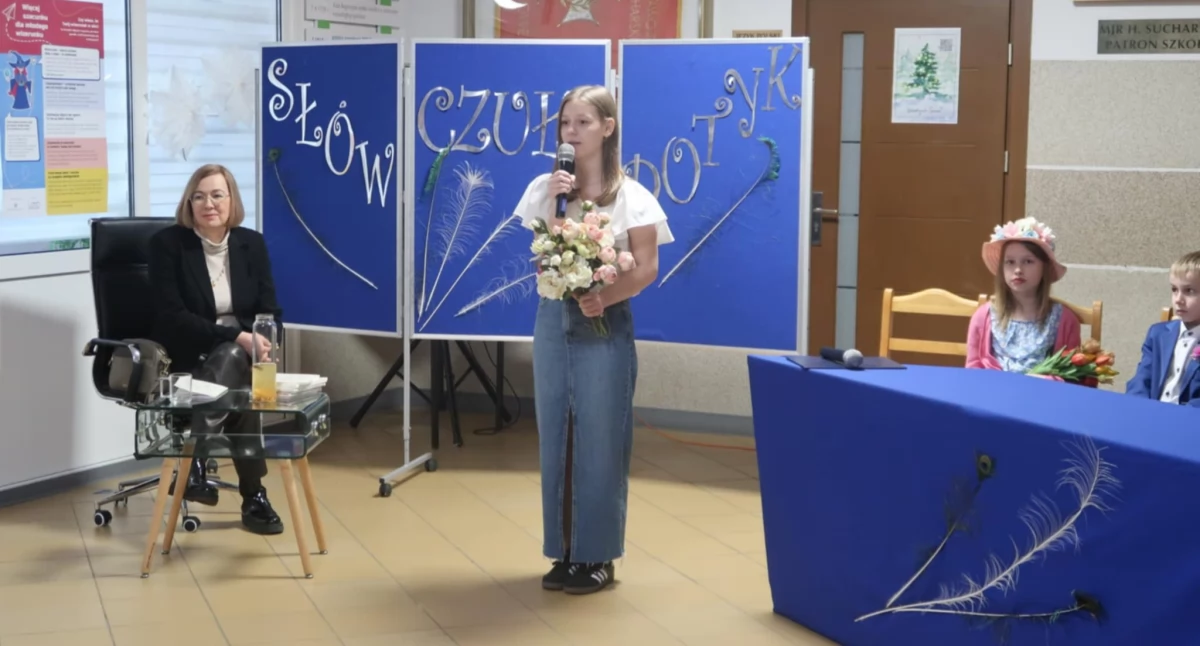 Katarzyna Kowalska regionalna poetka odwiedziła uczniów w Nowej Krępie
