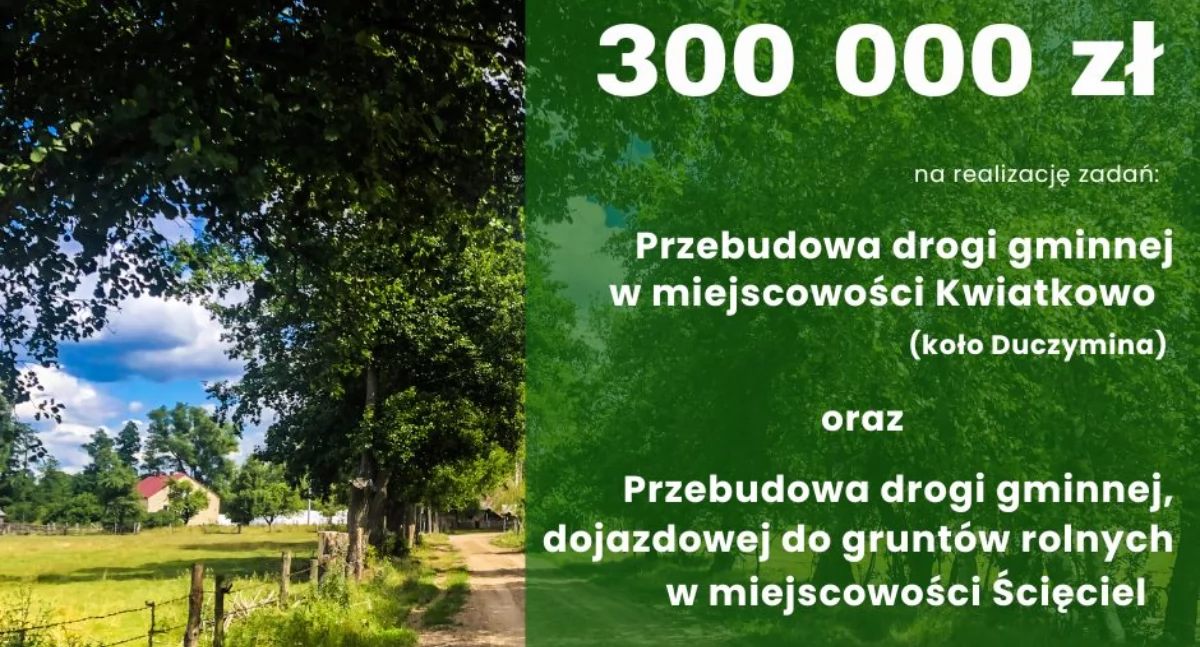 300 000 zł na modernizację dróg w Kwiatkowie i Ścięcielu