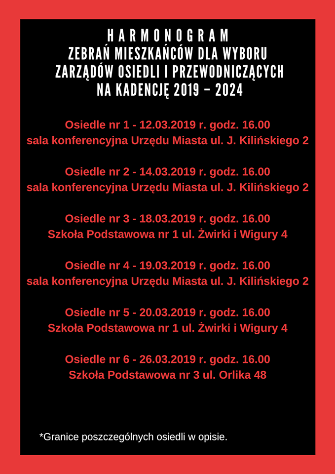 Harmonogram zebrań mieszkańców Przasnysza