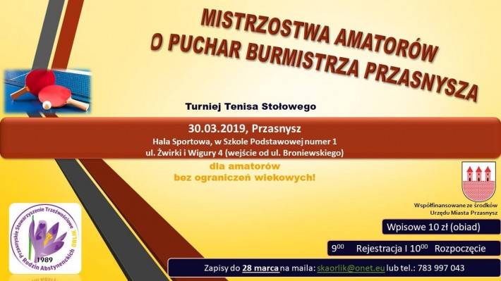 Mistrzostwa Amatorów Tenisa Stołowego o Puchar Burmistrza Przasnysza