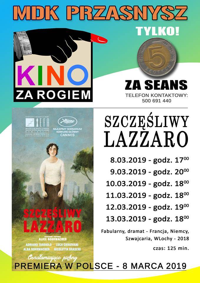 Szczęśliwy Lazzaro w przasnyskim Kinie za Rogiem - zaproszenie