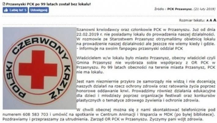 Cała prawda o siedzibie PCK - wyjaśnienia Wójta Gminy Przasnysz