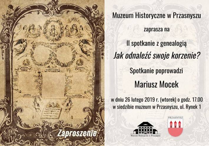 II Spotkanie w genealogią - zaproszenie