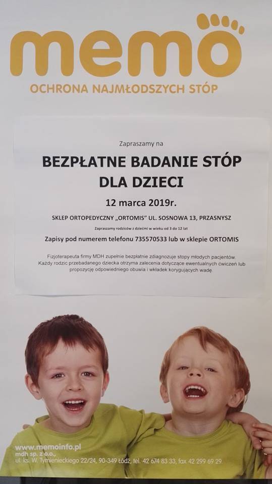 BEZPŁATNE BADANIE STÓP DLA DZIECI - zaproszenie